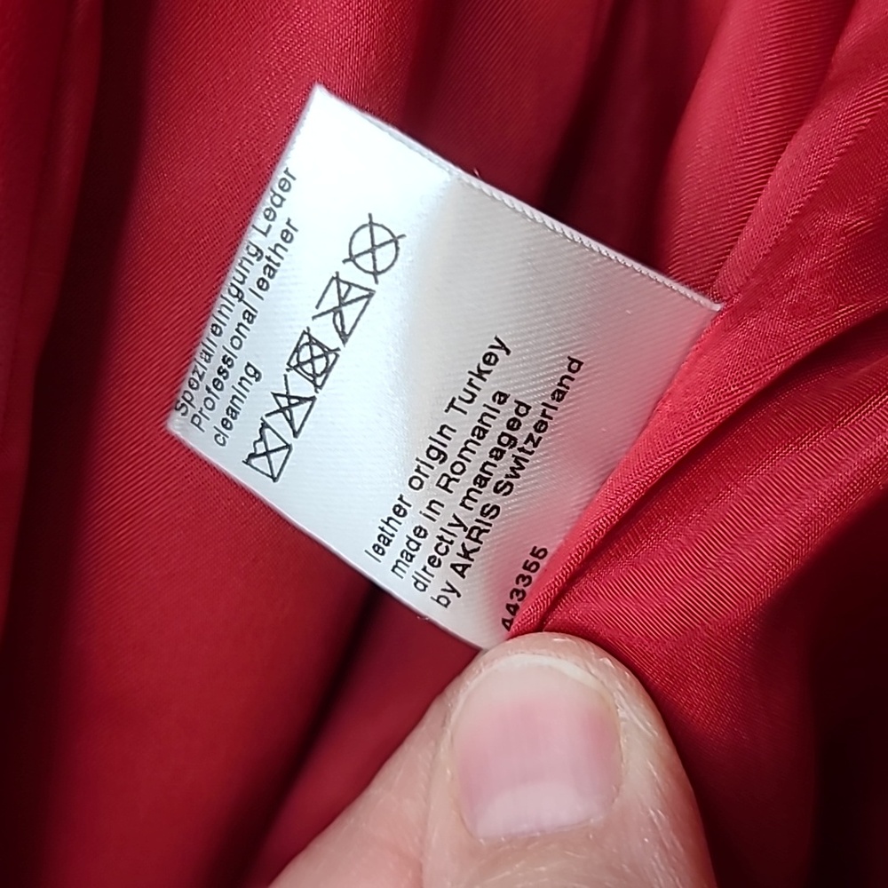 Akris Punto Asymmetric Zip Fitted Lux Nappa Leather Biker Jacket in Red - NWOT - Picture 13 of 17